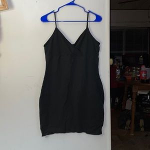 V neck Black Dress